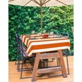 thumbnail image 3 of Burnt Orange Striped Outdoor Tablecloth - 60x102 Inch Rectangle Table Cover, Thanksgiving Rustic Orange White Stripes Waterproof Outdoor Table Cloth with Umbrella Hole & Zipper for Patio, 3 of 6