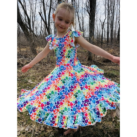 Rainbow Heart Twirly Dress