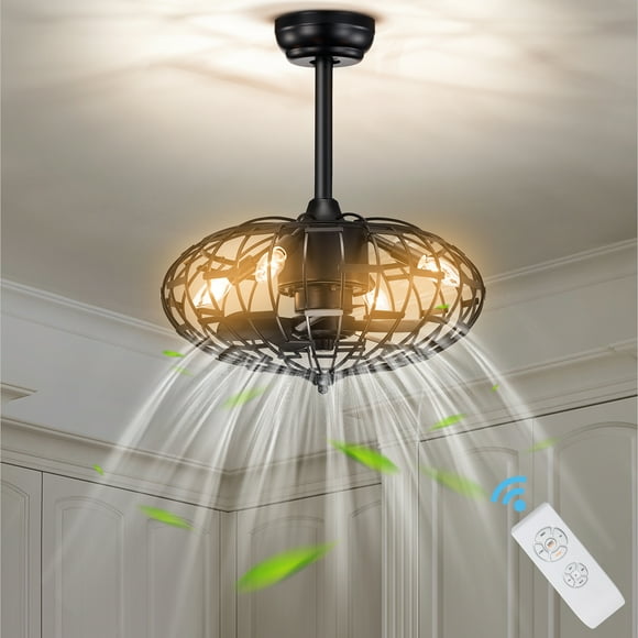 Costway Ceiling Fan with Light, Enclosed Ceiling Fan w/ 5 Blades & Remote Control Black