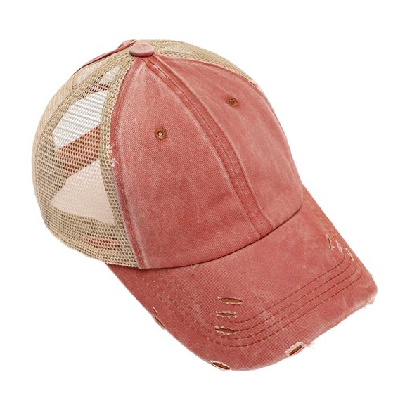 Ticikt Womens Ponytail Hat Baseball Cap High Messy Bun Ponycap Hats Quick Drying Mesh Hat,Color:Orange
