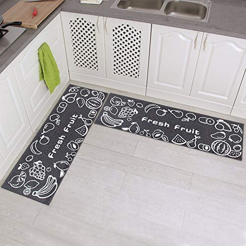 Carvapet 2 Pieces Kitchen Rug Set NonSlip Rubber Backing for