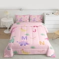 thumbnail image 3 of Manfei Teens Kawaii Dinosaur Queen Comforter Set, Cute Cartoon Animal Bedding Sets, Initial A to Z Letter Reversible Bedding Comforter Set, Ultra Soft Home Decor, 3 Pieces, 3 of 9