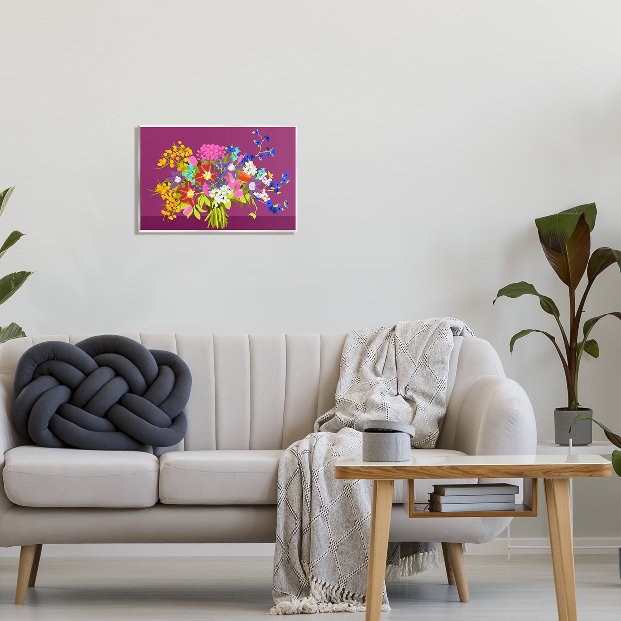 Stupell Industries Mixed Florals on Purple Botanical & Floral Painting Unframed Art Print Wall Art, 19 x 13