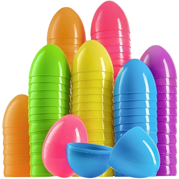 Prextex 3.5” Unfilled Easter Eggs, 36 pcs | Empty Plastic Easter Eggs Bulk Fillable with Candy, Treats, Presents For Toy Basket | Party Favor, Easter Decorations, Halloween, Toy Egg Basket | Boys&Girl