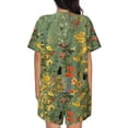 thumbnail image 6 of Fuzoiu Botanical Garden With Cats Print Women's Short-Sleeved Pajama Set,Lounge Sleepwear Set,Womens Pajama Sets 2 Piece,Button-Up Top and Shorts with Pockets-XX-Large, 6 of 7