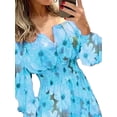 thumbnail image 3 of DYMADE Women French Retro Cold Shoulder Sleeve V-Neck Slim Holiday Dress, 3 of 4