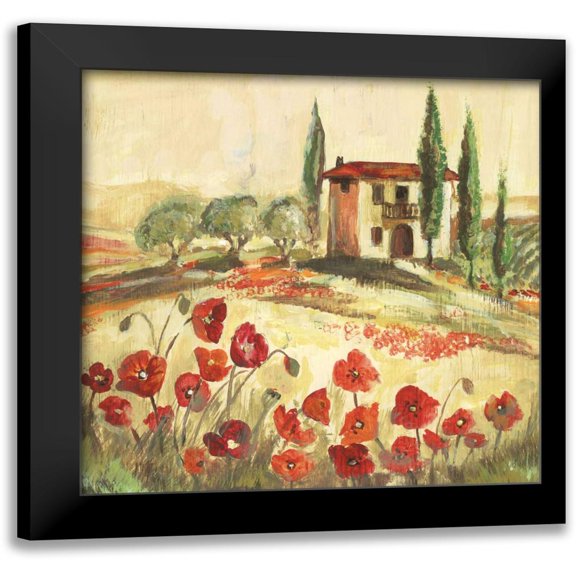 Gorham, Gregory 12x12 Black Modern Framed Museum Art Print Titled - Poppy Field I