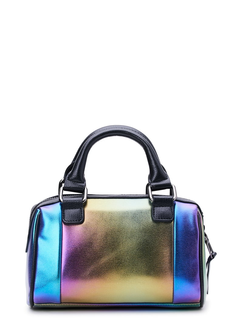 Madden NYC Women's Multi Zipper Barrel Handbag, Oil Slick