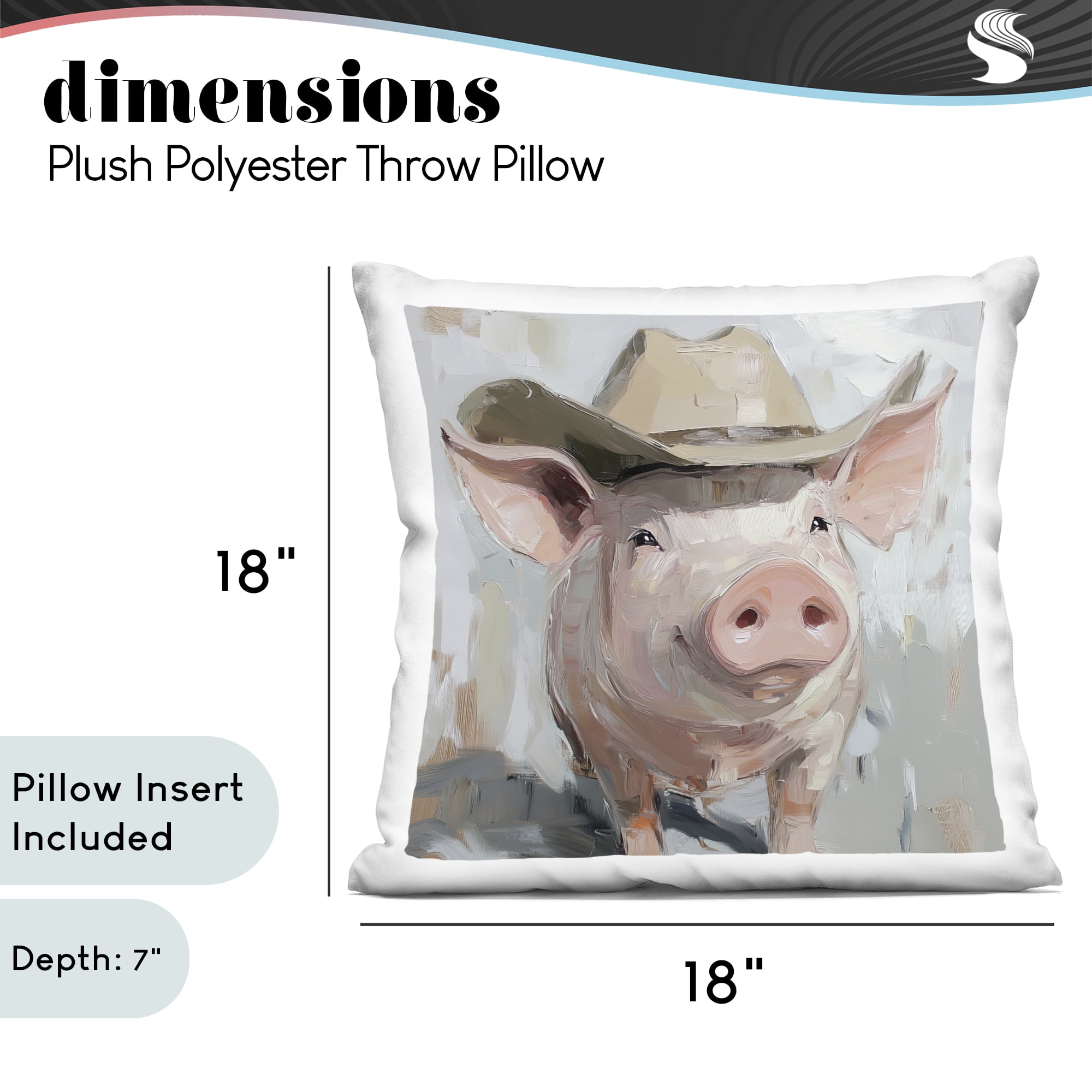 Stupell Industries Cowboy Chester Pig Decorative Printed Throw Pillow, design by Tina LeCour