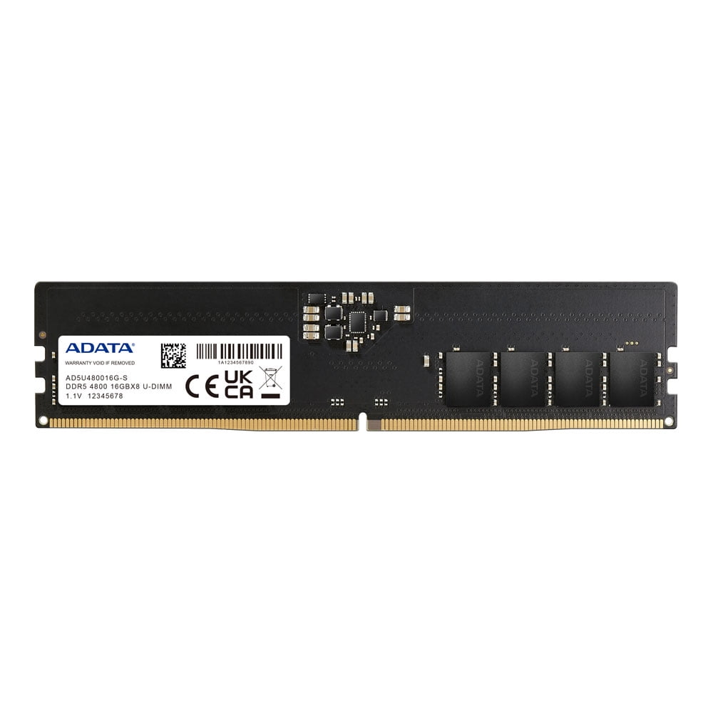 ADATA Premier DDR5 Memory Module: 16GB (1x16GB) 4800MHz UDIMM Black Single Unit | On-Die ECC w/ Improved Stability | Energy Efficient - Built in Power Management IC - PMIC