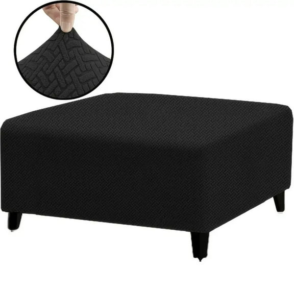 Lavish Cover Stretch Ottoman Cover, Non-Slip Slipcovers for Footrest, Machine Washable Footstool Furniture Protector for Kids Pets, L Size, Black