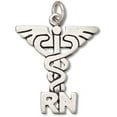 thumbnail image 1 of Sterling Silver 16" .8mm Box Chain RN Caduceus Medical Symbol Pendant Necklace, 1 of 2