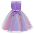 thumbnail image 2 of Little Girl's Sequin Sleeveless Mesh Rainbow Dress for Wedding Party, 2 of 5