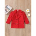 thumbnail image 2 of Kiapeise Little Girls Lapel Blazer Solid Long Sleeve Double-Breasted Coat Casual Outwear, 2 of 7