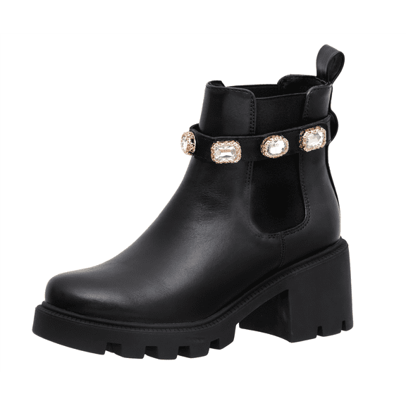 Cushionaire Women's Julie chelsea boot with Jeweled strap Memory Foam