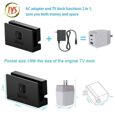 Host Charging / TV Mode / Mobile Screening for Nintendo Switch - Portable Compact AC Adapter with USB-C and HDMI Ports