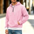 thumbnail image 2 of Seffadzy Men's Waffle Knit Hooded Quarter Zip Pullover Sweatshirt with Pockets Drawstring Long Sleeve Solid Color Casual Top Pink XL, 2 of 6