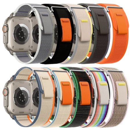 10-Pack Replacement Watch Bands for Ultra 3/2, 42/44/45/46/49mm, Breathable Trail+Alpine+Ocean+Nylon Sport Loop for Series 11/10/9/8/7/6/5/4/3/SE