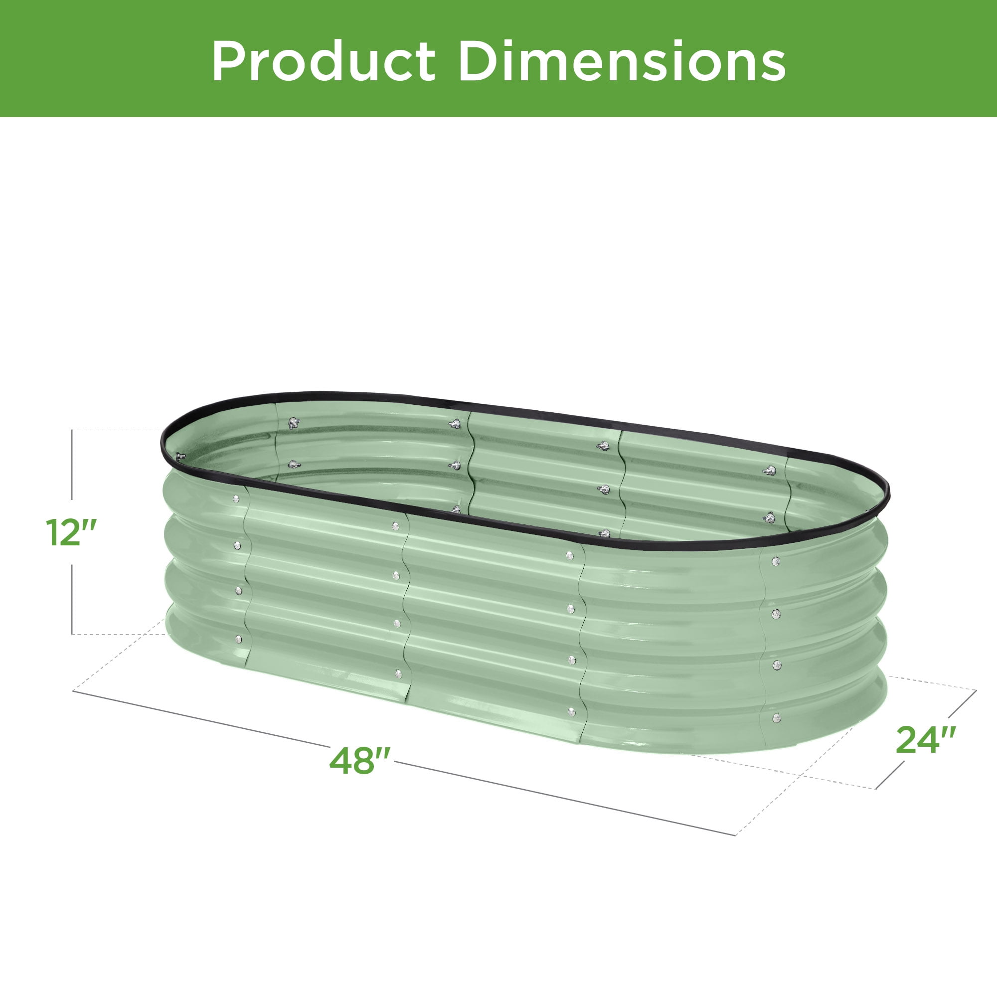 Best Choice Products 4x2x1ft Outdoor Raised Metal Oval Garden Bed, Planter Box for Vegetables, Flowers - Sage Green