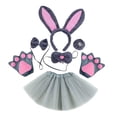 thumbnail image 3 of Conjunto de disfraz de conejo de Pascua Salvador diadema moderna para Cosplay Gris 6 piezas, 3 of 10