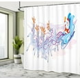 thumbnail image 4 of Ambesonne Xmas Shower Curtain, Santa Waving Hand and Deer, 69"Wx70"L, White Multicolor, 4 of 4