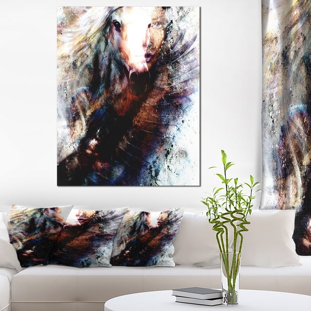 Femme et Cheval avec Aigle Volant - Impression sur Toile Collage