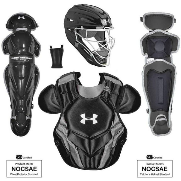 Under Armour Victory Series 4 Junior Baseball Catchers Set w/ Chest Guard, Black