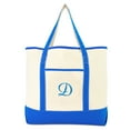 thumbnail image 2 of DALIX Women's Canvas Tote Bag Satchel Shoulder Bags Royal Blue Monogram D, 2 of 8