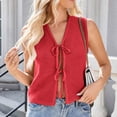 thumbnail image 4 of JGGSPWM Cardigan Sans Manches en Tricot Noué pour Femmes, Ouvert, Crochet, Rouge, Taille g, 4 of 7