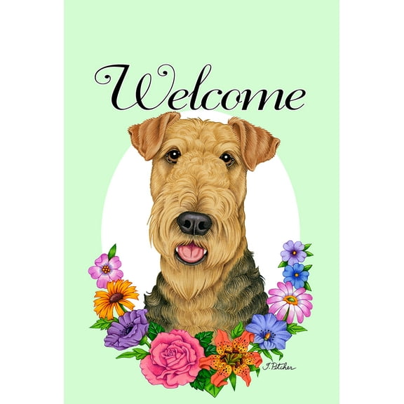Airedale - Best of Breed Welcome Flowers Garden Flags