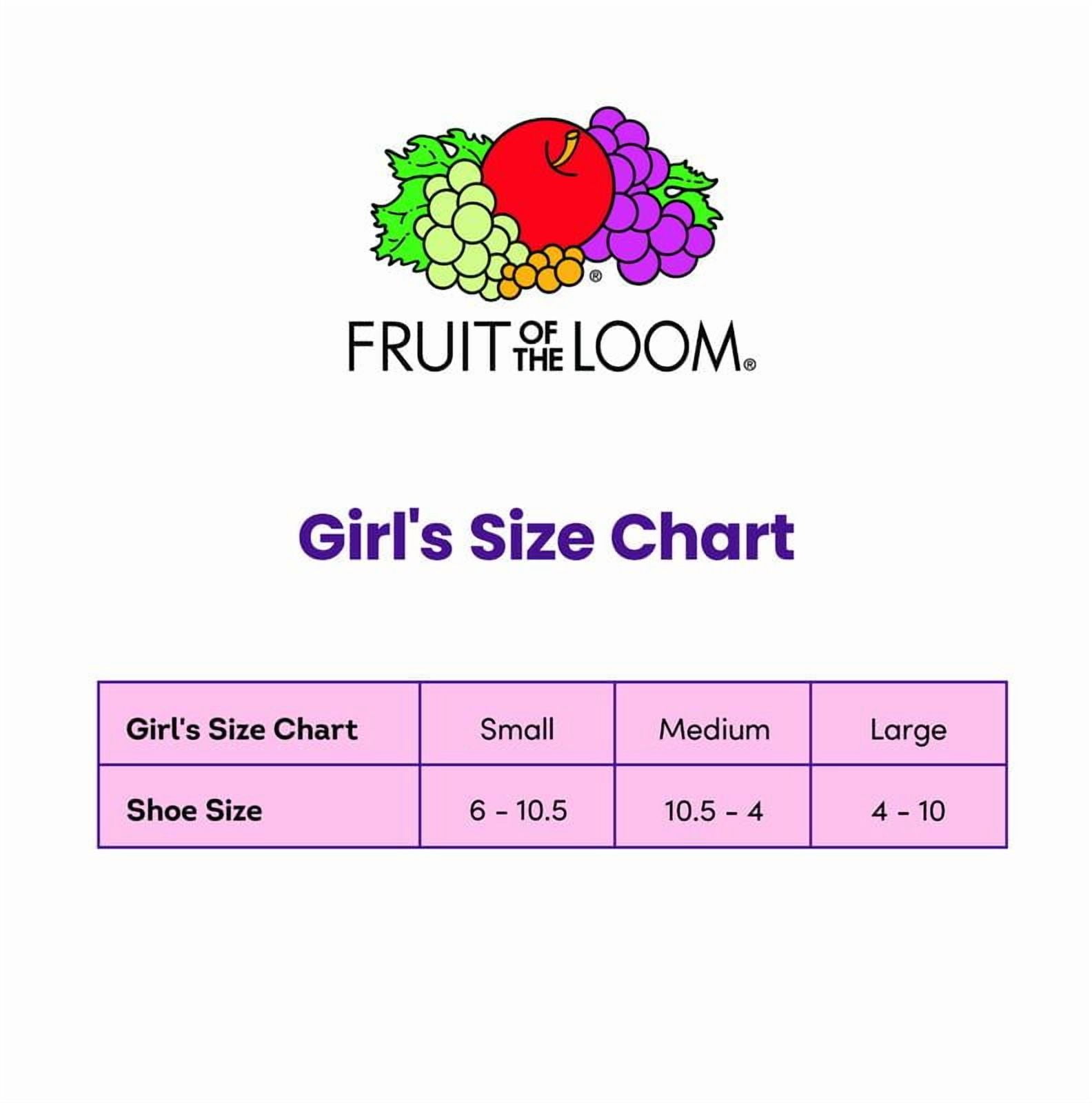 Fruit of the Loom All Day Comfort Girls Crew Socks, Sizes 6-10, 10-Pack