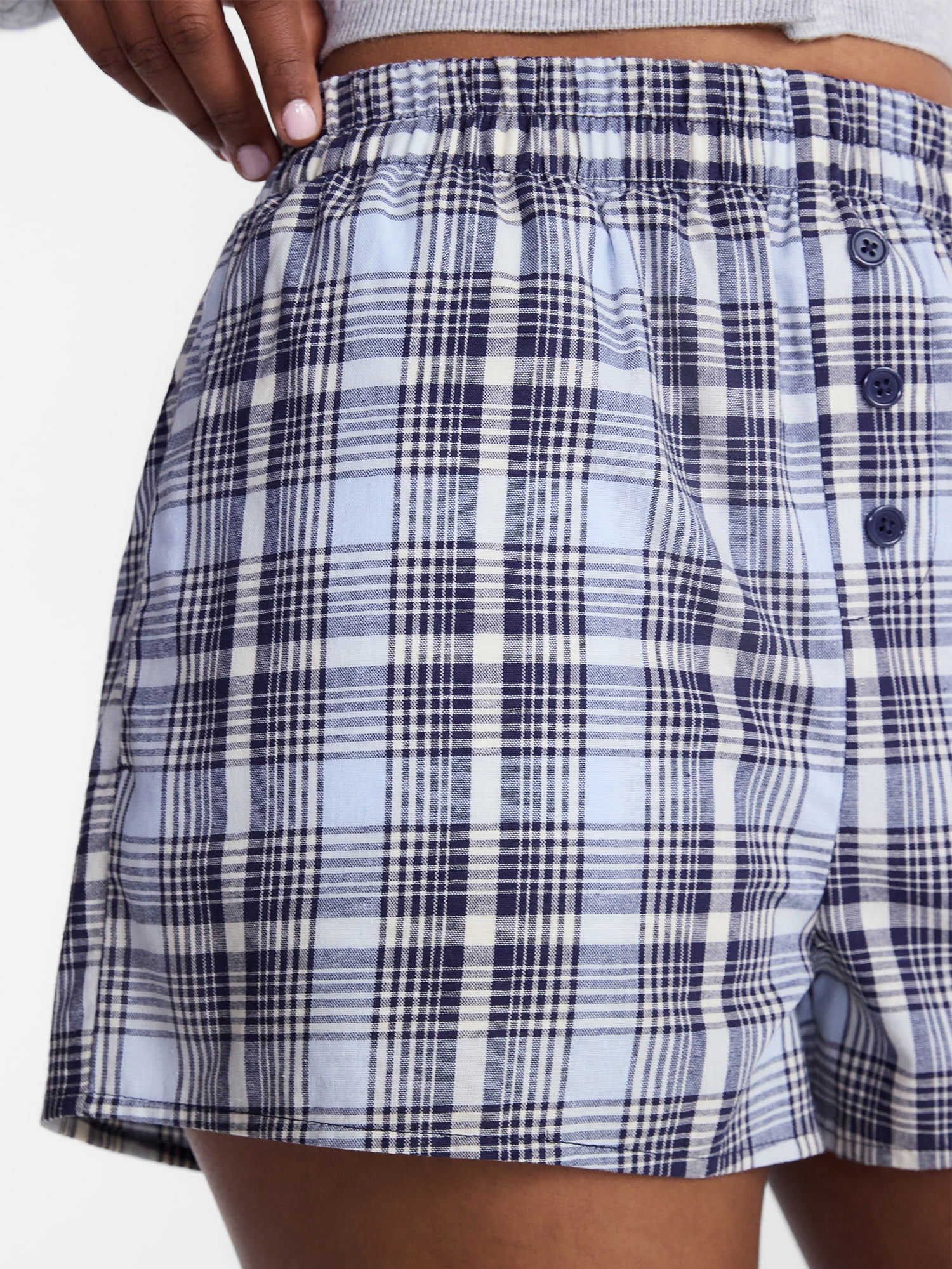 Women's and Women's Plus Size XXS-4X No Boundaries Cotton Boxer Shorts with Rollover Waist, 3.5'' Inseam