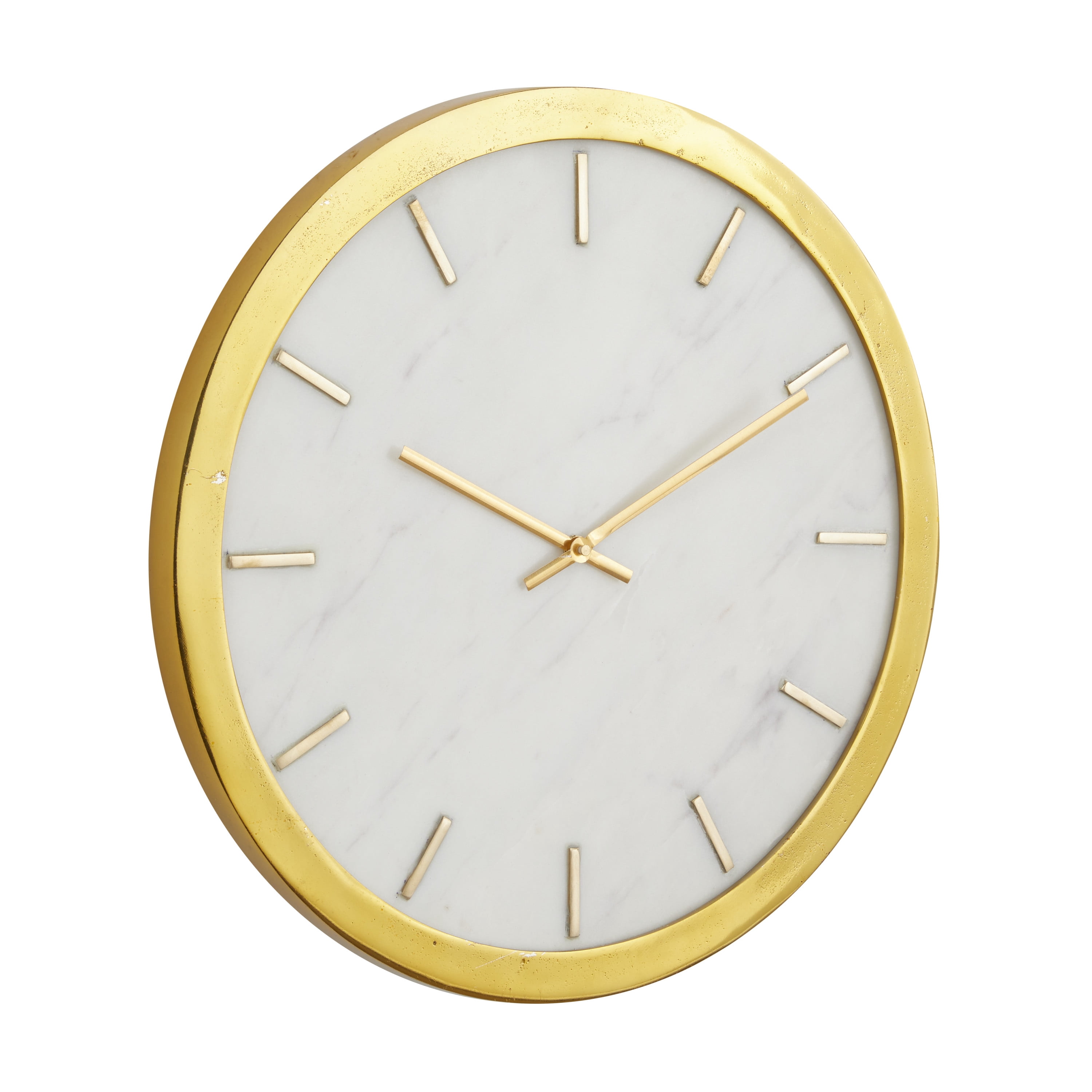 DecMode 16" Gold Marble Wall Clock with White Face