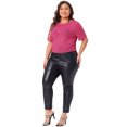 thumbnail image 3 of DARING DIVA Women's Plus Glitter Silver Star Sheer Crop Blouse 3X Hot Pink, 3 of 6