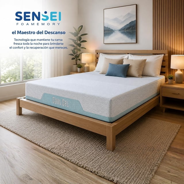 Colchón Individual Sensei Cool gel Memory Foam Fresco Semi Firme en Caja
