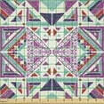 thumbnail image 2 of Ambesonne African Fabric by the Yard Microfiber, Pastel Hand-Drawn Triangles, 1 Yard, Pale Fuchsia and Turquoise, 2 of 2