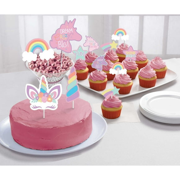 Rainbow Unicorn Cake Decorations 8pcs