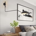 thumbnail image 4 of Lampe de Lecture Moderne Support Mural Noir Bras Long Réglable Panneau Pivotant Lampe Murale, 4 of 8