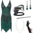 thumbnail image 3 of Vestido estilo flapper de los años 20 con cuello en V para mujer, vestido rugiente de los años 20, gran Gatsby para fiesta, 3 of 5