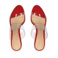thumbnail image 2 of Schutz Ariella Red Open Toe Translucent Strap Stiletto High Heel Platform Sandal (9, RED), 2 of 2