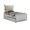thumbnail image 6 of Glam Pearl White Twin Bed Frame w/ LED & Trundle - Bedroom Furniture - Fabric/Wood - Modern Design - 42.5"W x 80.5"L - Bedroom, 6 of 7