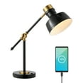 thumbnail image 5 of JONATHAN Y Allegra 18.5" Classic Farmhouse Adjustable Cantilever LED Task Lamp with USB Charging Port, Black/Brass Gold, JYL7124A, 5 of 6
