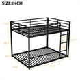 thumbnail image 3 of Full over Full Size Bunk Bed, Metal Low Bunkbeds with Full-length Guardrail and Built-in Ladder, Sturdy Metal Bed Frame, No Box Spring Needed for Teens Adults, Space Saving, 3 of 7