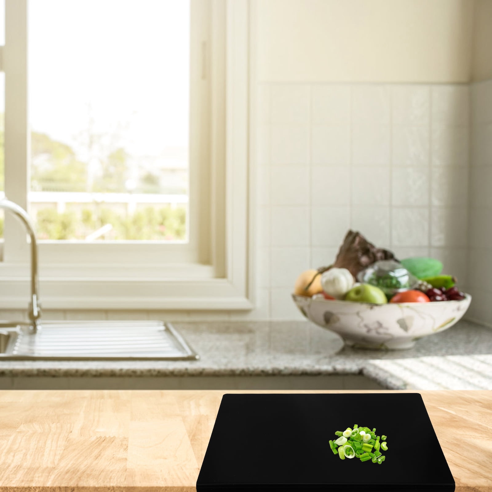 SEWCHICS Defrosting Tray Acrylic Chopping Board Black 1Pcs 17.7X13.8X1.2In