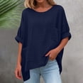 thumbnail image 1 of TaTaai Women's Summer Round Neck Solid Color Cotton Linen Long Sleeve Cardigan, Loose Breathable Lightweight Casual Sun Protection Tops Gift, 1 of 8