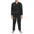 thumbnail image 4 of Bingfone Men'S Pajama Set 2 Piece Loungewear Pjs, Long Sleeve With Pajama Pants-Spider Web Black, 4 of 9