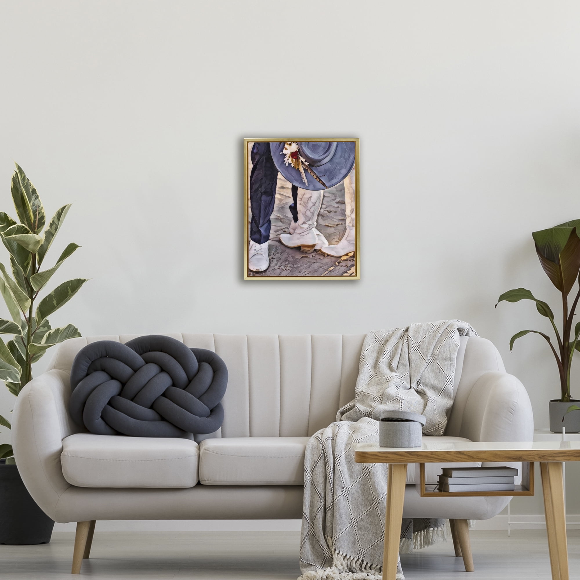 Elope In The Desert Gold Framed Floater Canvas Wall Art, design by Jesse Keith