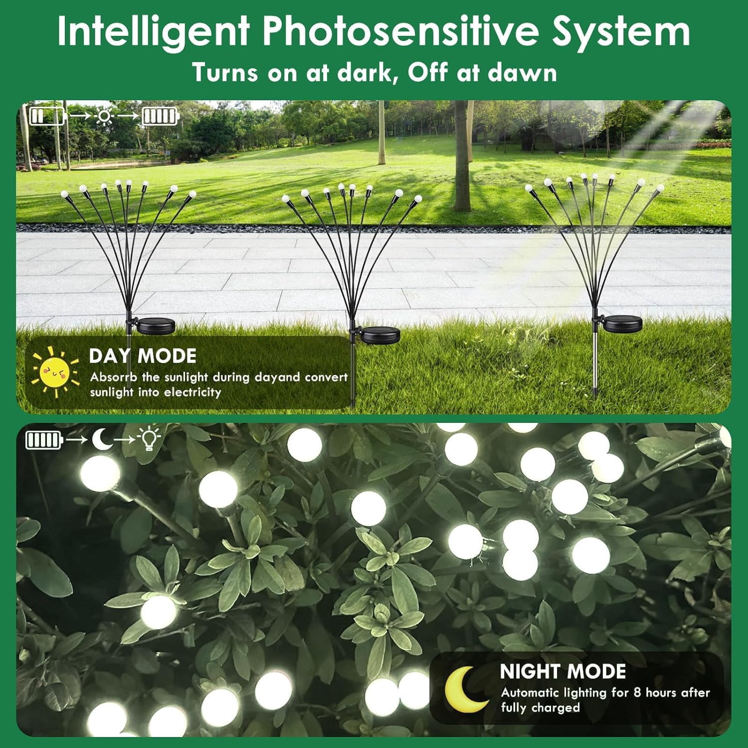 CTAnnie 2025 Solar Lights Outdoor Waterproof, 6 Pack Solar Garden Lights, Firefly Light Outdoor Waterproof, Twinkle Swaying Fairy Light for Yard Patio Pathway Garden Decoration (Cool White)