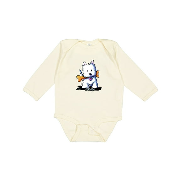 Inktastic Kiniart Westie with Bone Boys or Girls Long Sleeve Baby Bodysuit