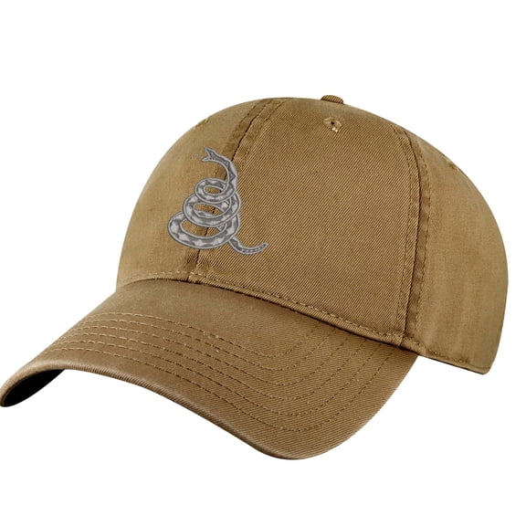 Gadsden Don’t Tread On Me Baseball Hat – Embroidered Rattlesnake Design, 100% Cotton Adjustable Patriotic Cap (CoyoteBrown)